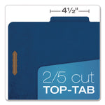 Colored Pressboard Top Tab Classification Folders, 1.75" Expansion, 1 Divider, 4 Fasteners, Letter Size, Dark Blue, 10/Box