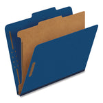 Colored Pressboard Top Tab Classification Folders, 1.75" Expansion, 1 Divider, 4 Fasteners, Letter Size, Dark Blue, 10/Box
