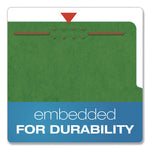 Colored Pressboard Top Tab Classification Folders, 2.5" Expansion, 2 Dividers, 6 Fasteners, Letter Size, Dark Green, 10/Box