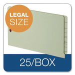 Colored Pressboard End Tab Fastener Folders, 2 Fasteners, Legal Size, Light Green Exterior, 25/Box