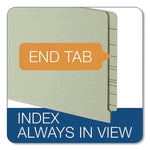 Colored Pressboard End Tab Fastener Folders, 2 Fasteners, Legal Size, Light Green Exterior, 25/Box