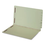Colored Pressboard End Tab Fastener Folders, 2 Fasteners, Legal Size, Light Green Exterior, 25/Box