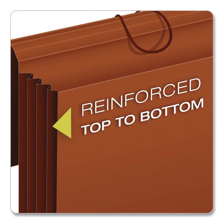 Extra-Wide Expanding Wallet, 5.25" Expansion, 1 Section, Flap/Elastic Cord Closure, Letter Size, Redrope, 10/Box