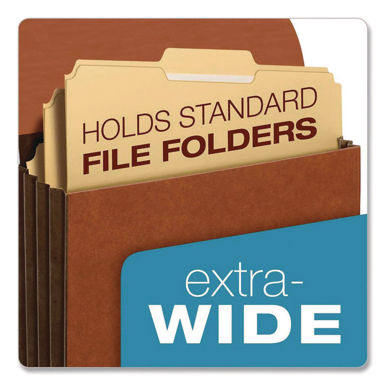 Extra-Wide Expanding Wallet, 5.25" Expansion, 1 Section, Flap/Elastic Cord Closure, Letter Size, Redrope, 10/Box