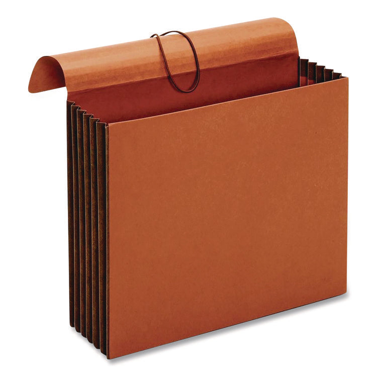 Extra-Wide Expanding Wallet, 5.25" Expansion, 1 Section, Flap/Elastic Cord Closure, Letter Size, Redrope, 10/Box