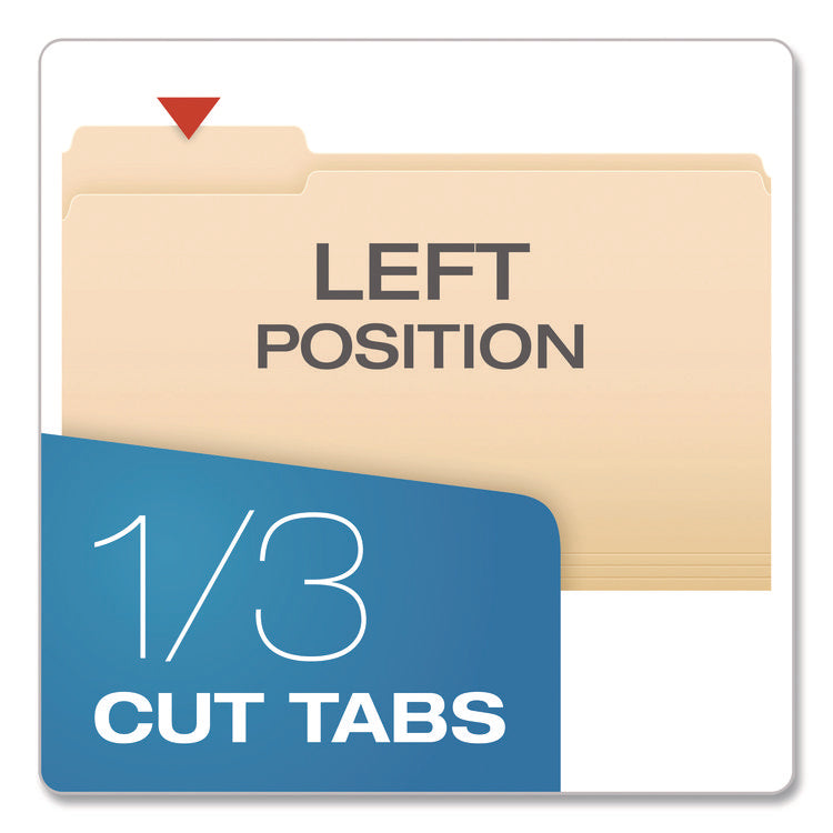Standard Manila File Folders, 1/3-Cut Tabs: Left Position, Legal Size, Manila, 100/Box
