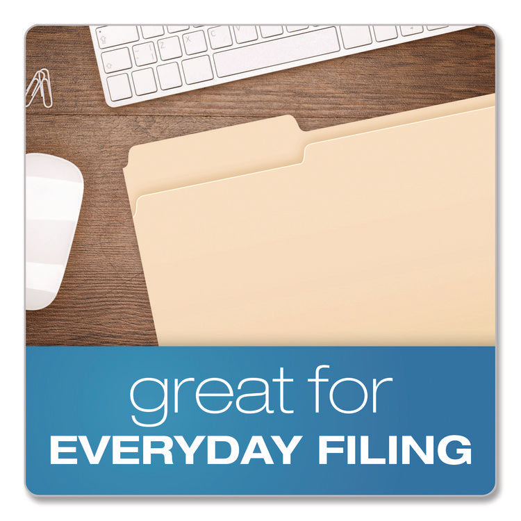 Standard Manila File Folders, 1/3-Cut Tabs: Left Position, Legal Size, Manila, 100/Box