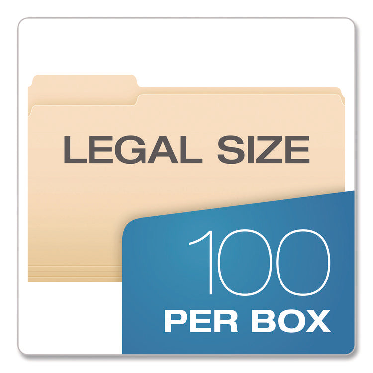 Standard Manila File Folders, 1/3-Cut Tabs: Left Position, Legal Size, Manila, 100/Box