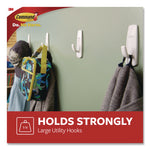 General Purpose Hooks, Large, Plastic, White, 5 lb Capacity, 12 Hooks and 18 Strips/Pack