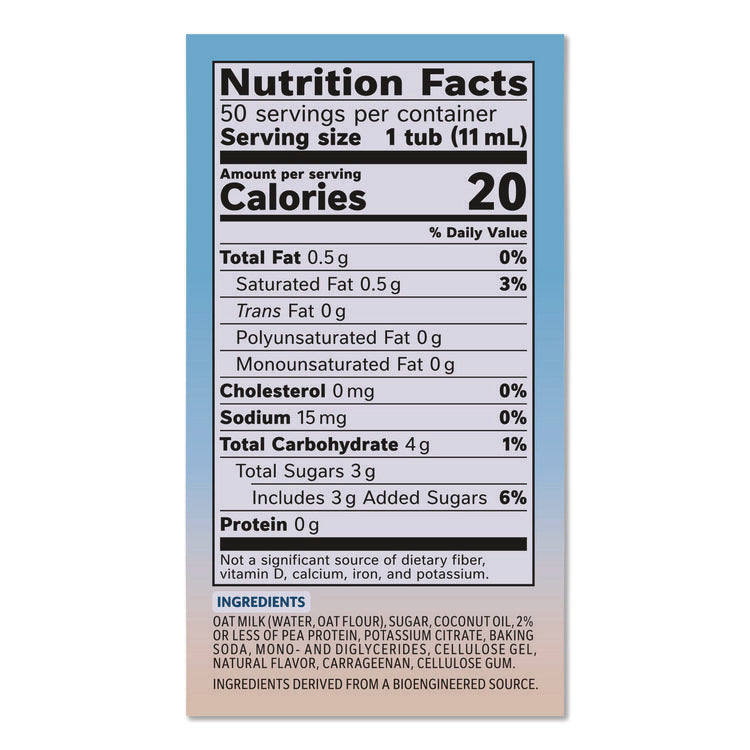 Plant-Based Oat Milk Liquid Creamers, Natural Vanilla, 0.38 oz Mini Cups, 50/Box