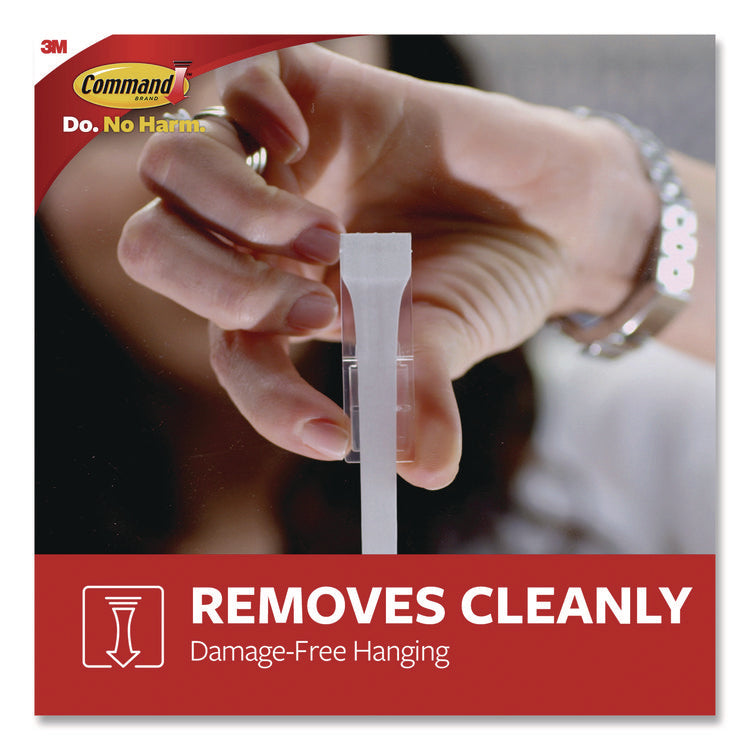 General Purpose Hooks, Large, Plastic, White, 5 lb Capacity, 12 Hooks and 18 Strips/Pack