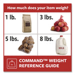 General Purpose Hooks, Large, Plastic, White, 5 lb Capacity, 12 Hooks and 18 Strips/Pack