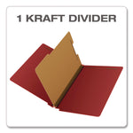 Colored Pressboard End Tab Classification Folders, 1.75" Expansion, 1 Divider, 4 Fasteners, Letter Size, Red Exterior, 10/Box