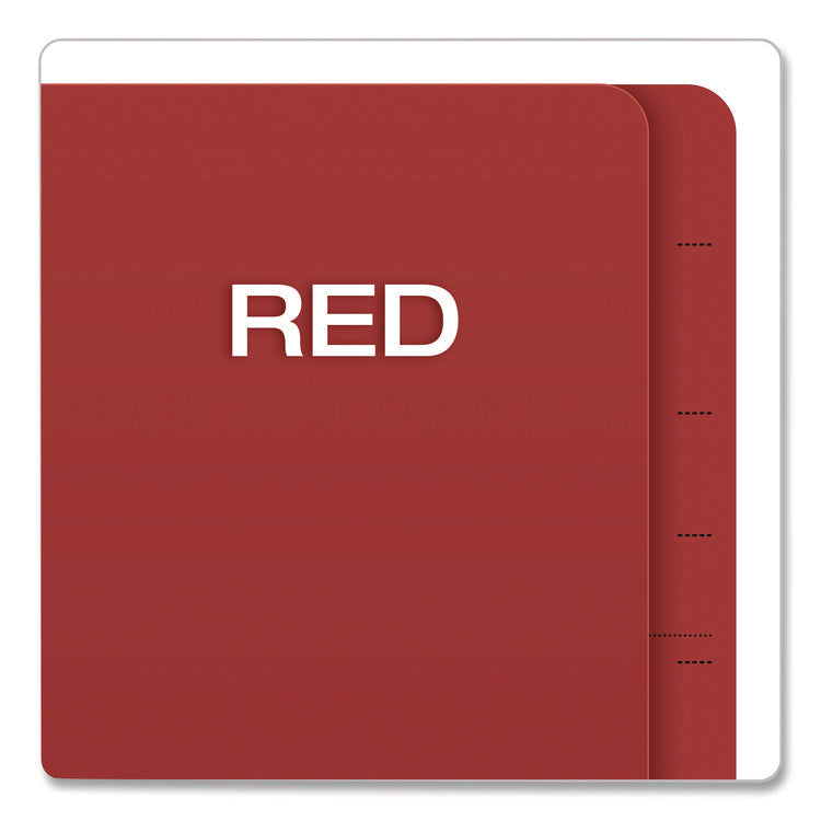 Colored Pressboard End Tab Classification Folders, 1.75" Expansion, 1 Divider, 4 Fasteners, Letter Size, Red Exterior, 10/Box