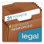 Heavy-Duty Open-Top Expanding Stadium File, 31 Sections, 1/3-Cut Tabs, Legal Size, Redrope, 5/Box