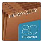 Heavy-Duty Open-Top Expanding Stadium File, 12 Sections, 1/3-Cut Tabs, Legal Size, Redrope, 5/Box