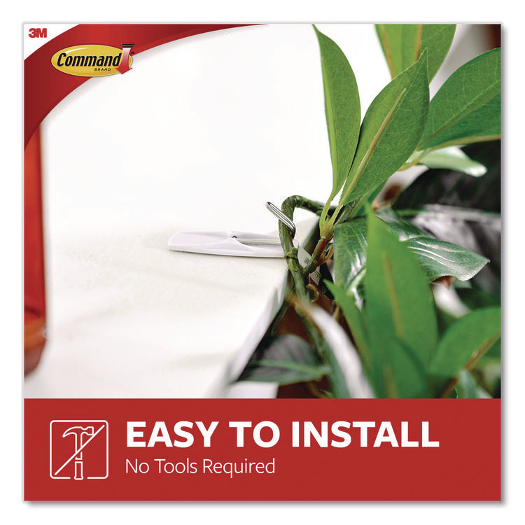 General Purpose Wire Hooks, Medium, Metal, White, 2 lb Capacity, 16 Hooks and 20 Strips/Pack