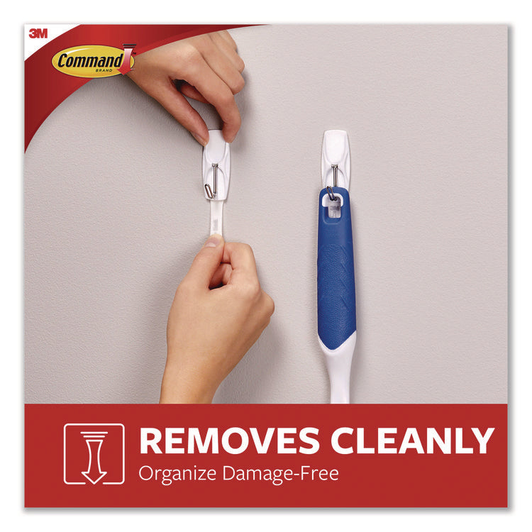 General Purpose Wire Hooks, Medium, Metal, White, 2 lb Capacity, 16 Hooks and 20 Strips/Pack