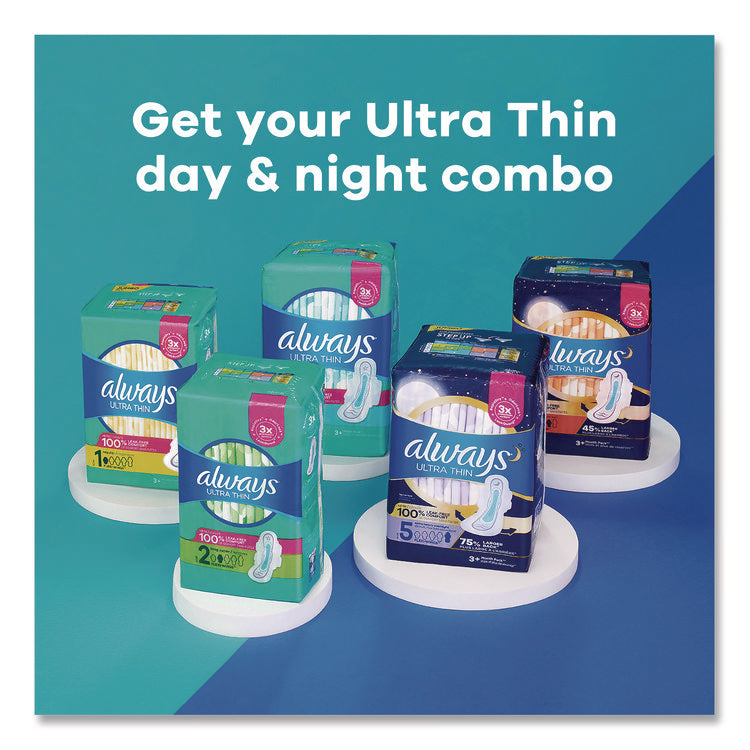 Ultra Thin Pads with Wings, Size 1, Regular Absorbency, 22 Pads/Pack, 12 Packs/Carton