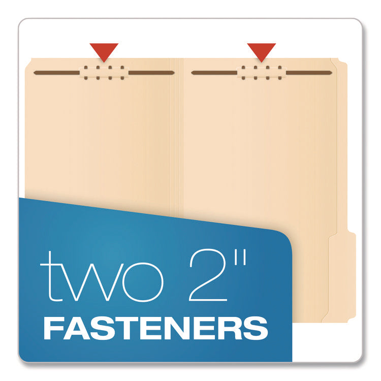Manila Fastener Folders, 1.5" Expansion, 2 Fasteners, Legal Size, Manila Exterior, 50/Box
