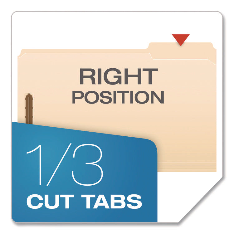 Manila Fastener Folders, 1.5" Expansion, 2 Fasteners, Legal Size, Manila Exterior, 50/Box