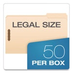 Manila Fastener Folders, 1.5" Expansion, 2 Fasteners, Legal Size, Manila Exterior, 50/Box
