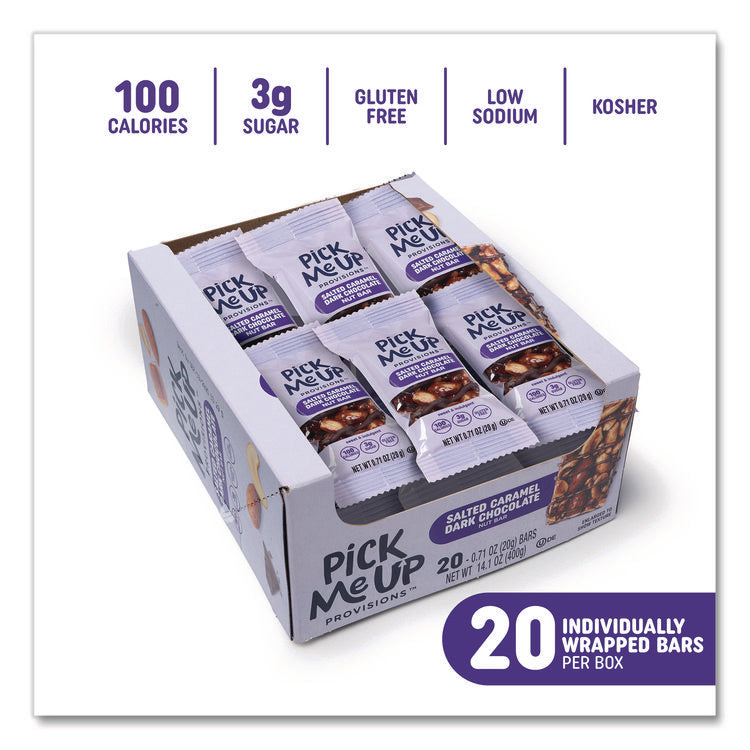 Nut Bars, Salted Caramel Dark Chocolate, 0.7 oz Bar, 20/Box