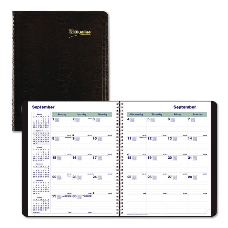 Plan and Link Monthly Planner, 9.25 x 7.25, Black Distressed Faux Leather Cover, 16-Month: Sept 2024 to Dec 2025
