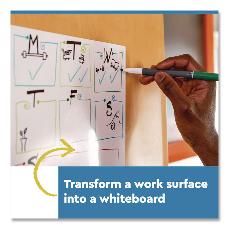Easy-Erase Whiteboard Sheets, Plastic Surface, 9.1 x 9.1, White, 2/Pack