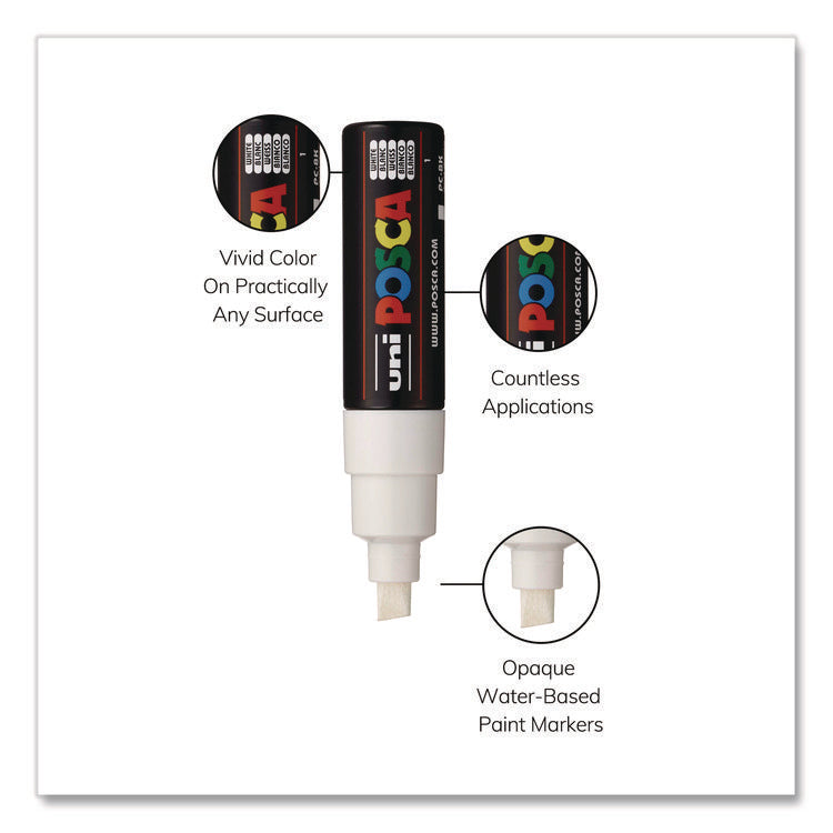 Water-Based Paint Markers, Broad Chisel Tip, White