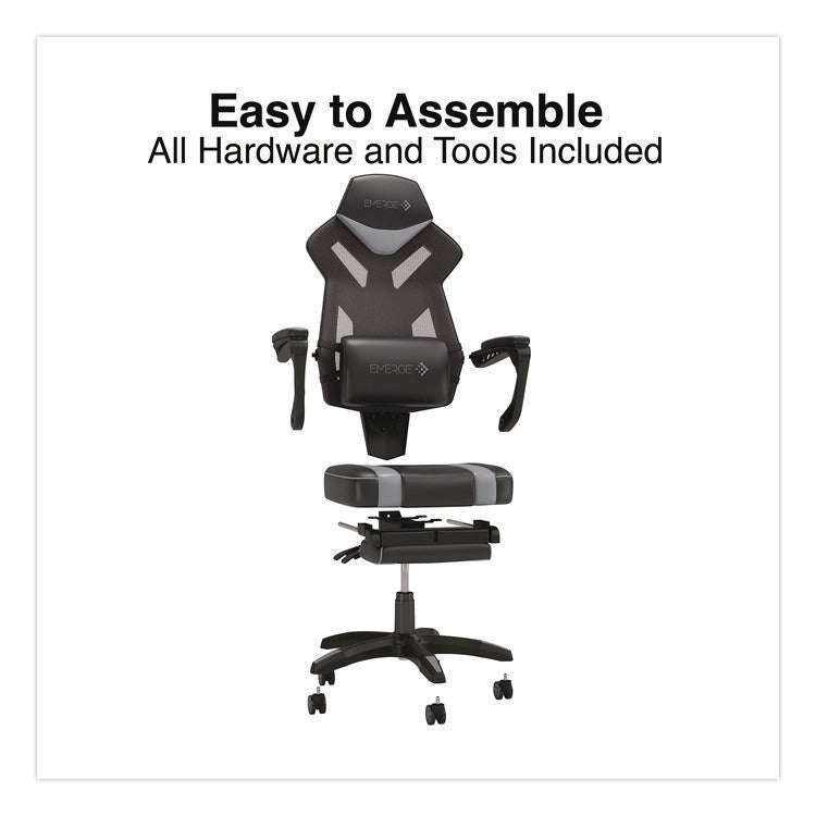 Vomax Bonded Leather Gaming Chair, Supports Up to 275 lb, 18.5" to 22.2" Seat Height, Black/Gray Back/Seat, Black Base