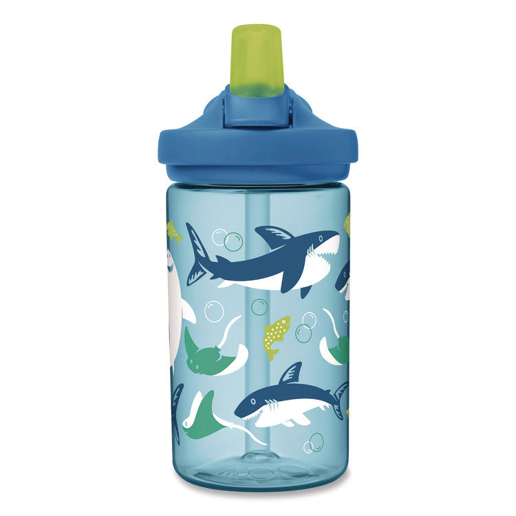 Eddy + Kids Water Bottle, Sharks and Rays Design, 14 oz, Multicolor