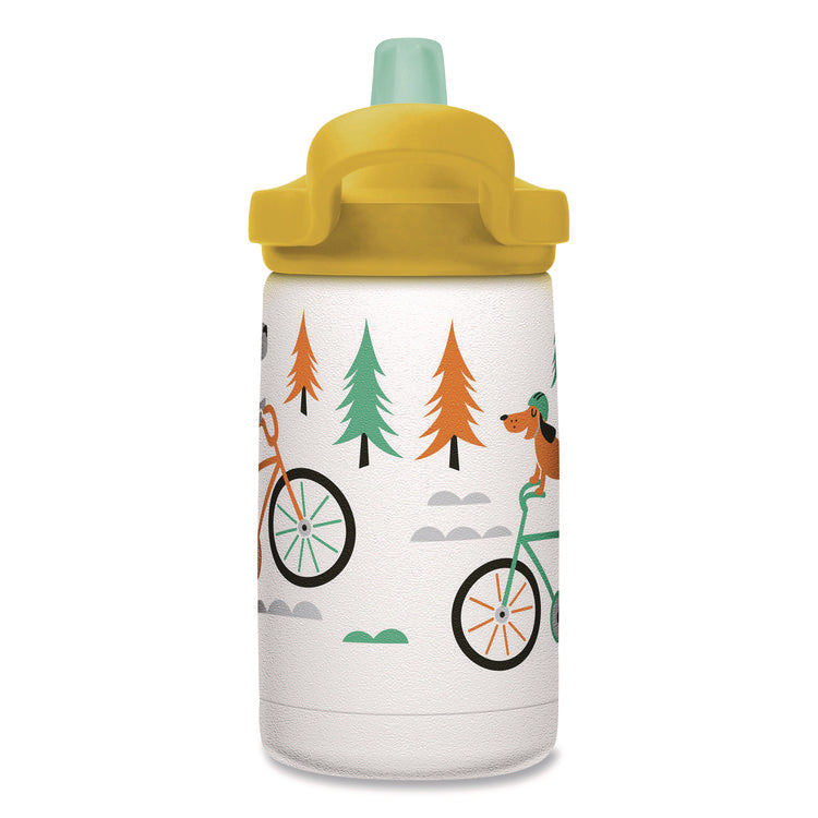 Eddy + Kids Water Bottle, Biking Dogs Design, 12 oz, Multicolor