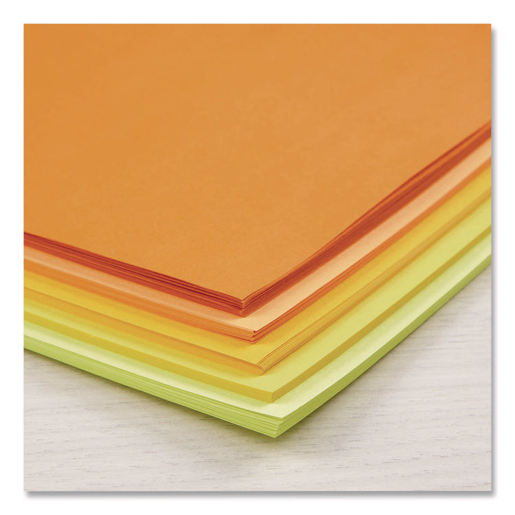 Color Paper - "Solar Sparks" Assortment, 24 lb Bond Weight, 8.5 x 11, Assorted Yellow and Orange Colors, 100/Pack