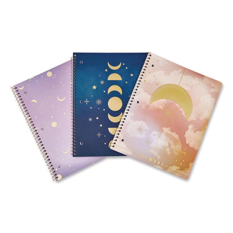Celestial Body Spiral Notebook, 1-Subject, Medium/College Rule, Assorted Cover Colors/Designs, (80) 11 x 8.5 Sheets, 3/Pack