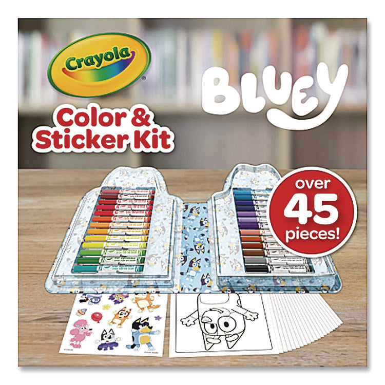 Bluey Color and Sticker Kit, (26) Pip-Squeaks Skinnies Washable Markers, (20) Coloring Pages, (1) Sticker Sheet