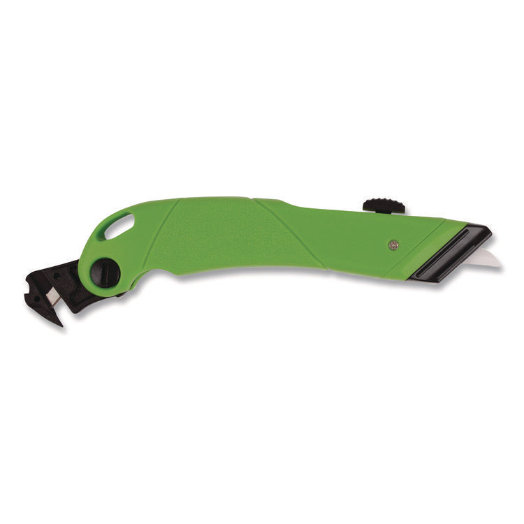Ceramic Safety Cutter with Fold-Out Film Cutter, Plastic Handle, Green