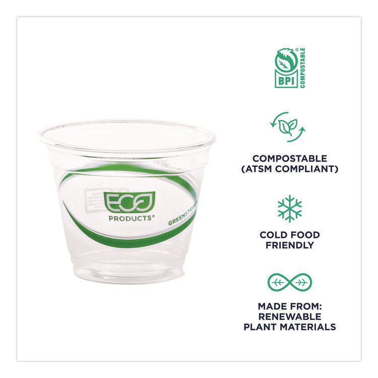 GreenStripe Renewable and Compostable Cold Cups, 9 oz, Plastic, Clear, 50/Pack, 20 Packs/Carton