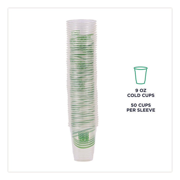 GreenStripe Renewable and Compostable Cold Cups, 9 oz, Plastic, Clear, 50/Pack, 20 Packs/Carton