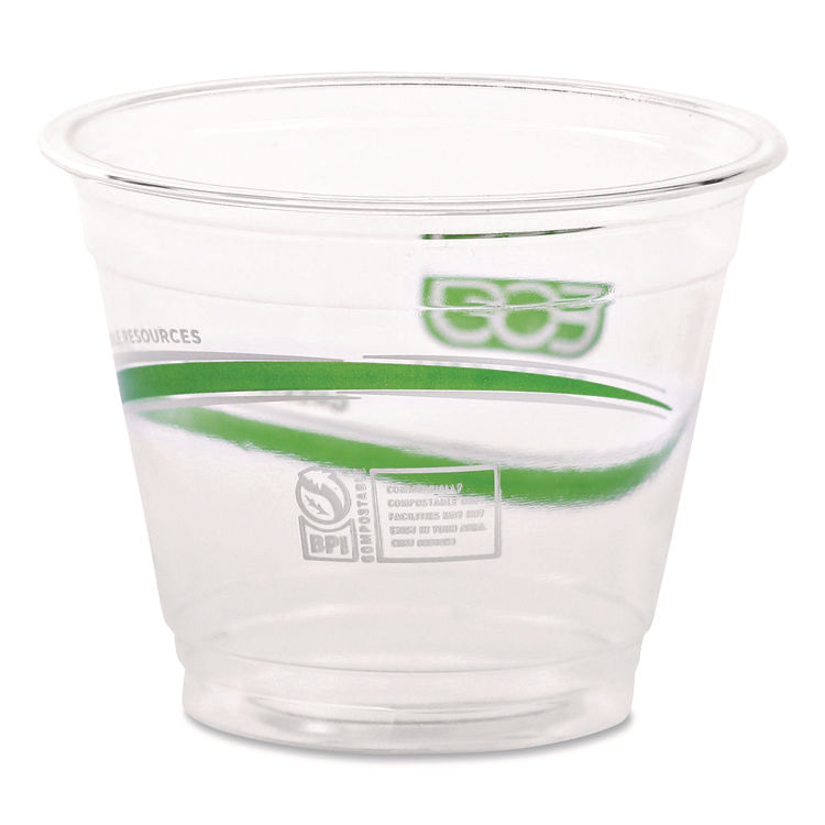 GreenStripe Renewable and Compostable Cold Cups, 9 oz, Plastic, Clear, 50/Pack, 20 Packs/Carton