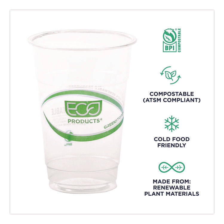 GreenStripe PLA Cold Cups, 10 oz, Plastic, Clear, 1,000/Carton