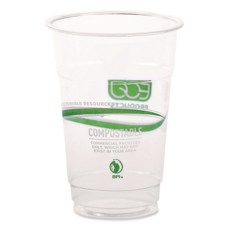 GreenStripe PLA Cold Cups, 10 oz, Plastic, Clear, 1,000/Carton