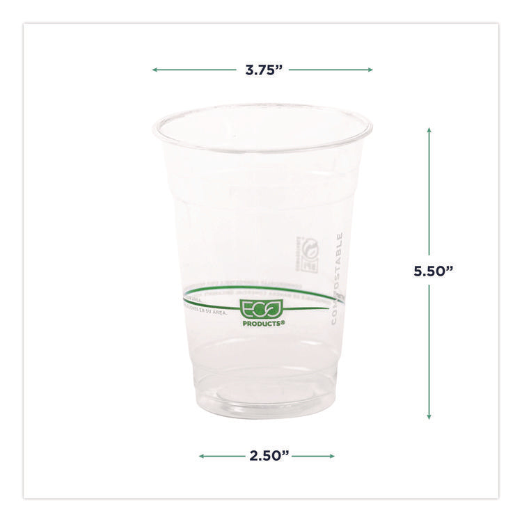 GreenStripe Renewable and Compostable Cold Cups Convenience Pack, 16 oz, Plastic, Clear, 50/Pack