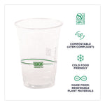 GreenStripe Renewable and Compostable Cold Cups Convenience Pack, 16 oz, Plastic, Clear, 50/Pack