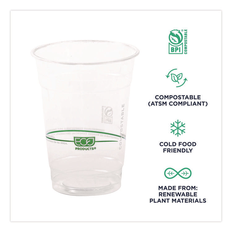 GreenStripe Renewable and Compostable Cold Cups Convenience Pack, 16 oz, Plastic, Clear, 50/Pack