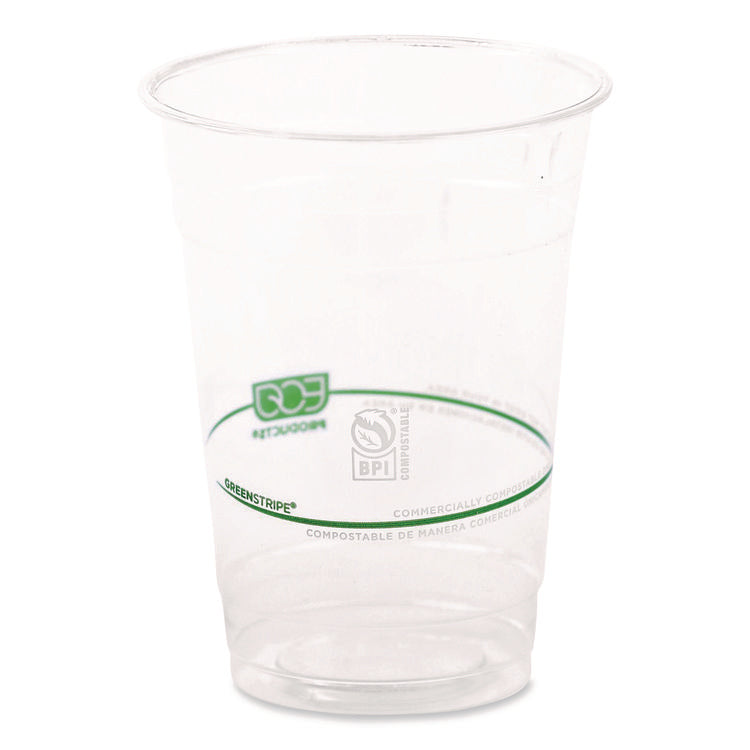 GreenStripe Renewable and Compostable Cold Cups Convenience Pack, 16 oz, Plastic, Clear, 50/Pack