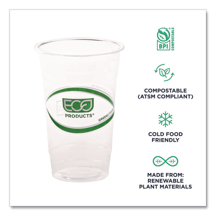 GreenStripe Renewable and Compostable Cold Cups, 20 oz, Plastic, Clear, 50/Pack, 20 Packs/Carton
