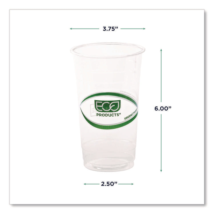 GreenStripe Renewable and Compostable PLA Cold Cups, 24 oz, Plastic, Clear, 50/Pack, 20 Packs/Carton