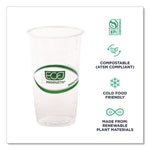 GreenStripe Renewable and Compostable PLA Cold Cups, 24 oz, Plastic, Clear, 50/Pack, 20 Packs/Carton