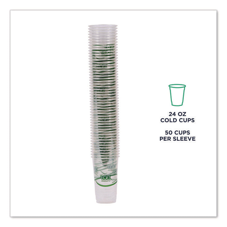 GreenStripe Renewable and Compostable PLA Cold Cups, 24 oz, Plastic, Clear, 50/Pack, 20 Packs/Carton